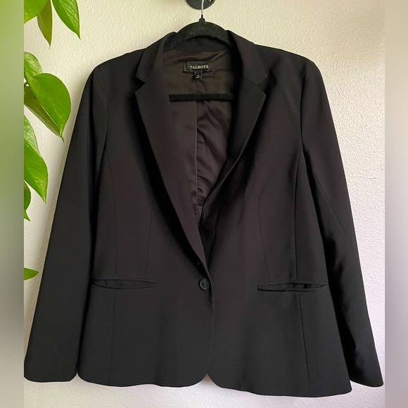 Talbots Lined Wool Stretch Fabric Black Blazer 8 Career Office Business - Picture 1 of 9